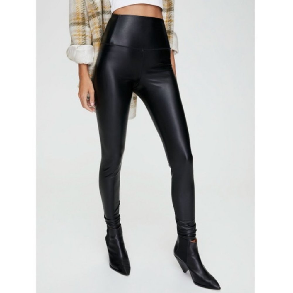 Aritzia Wilfred Free Daria Pant High-Waisted Vegan Leather Leggings Black Small